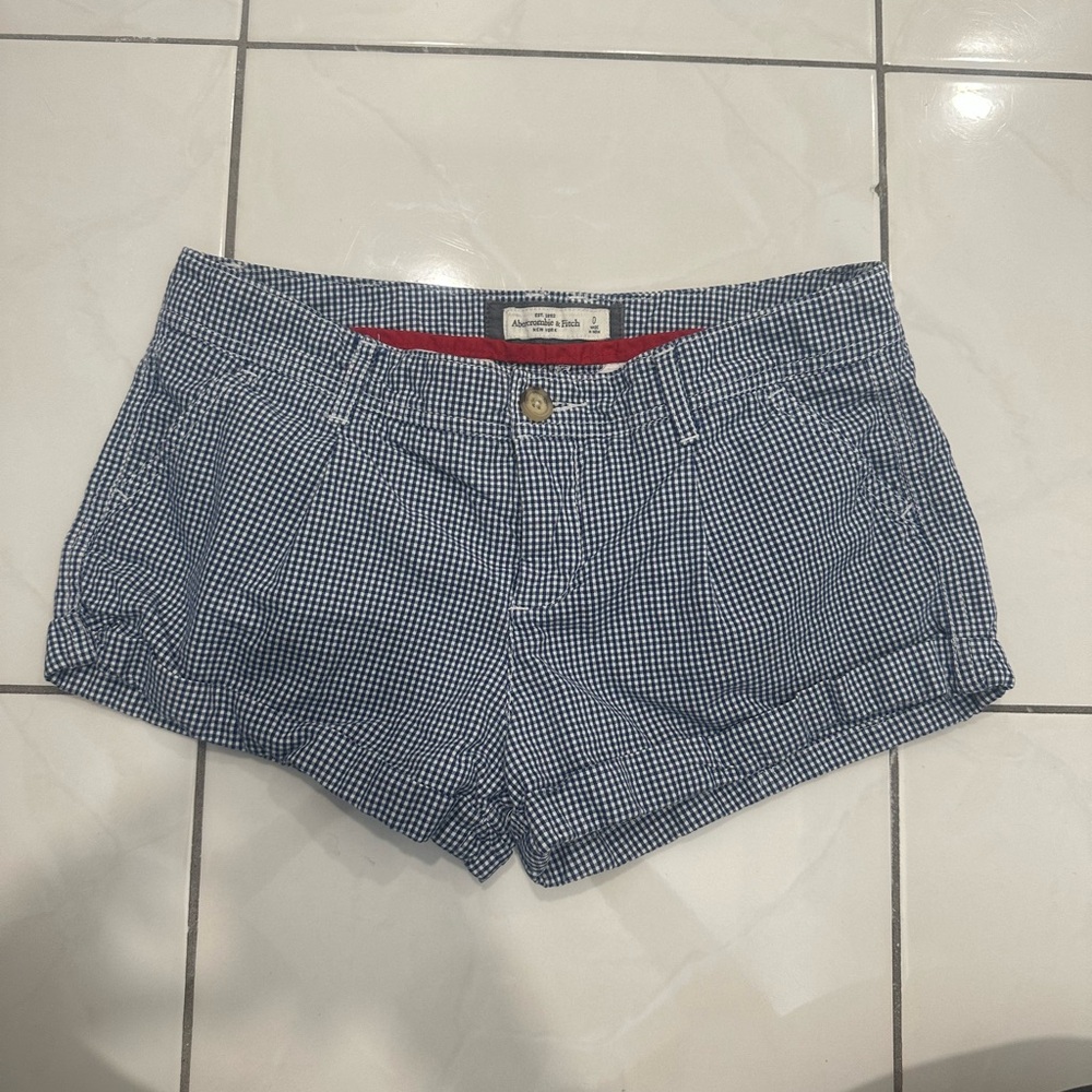 Abercrombie & Fitch Blue Gingham Jean Shorts